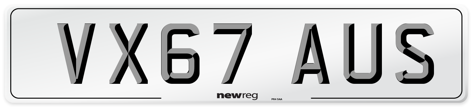 VX67 AUS Number Plate from New Reg
